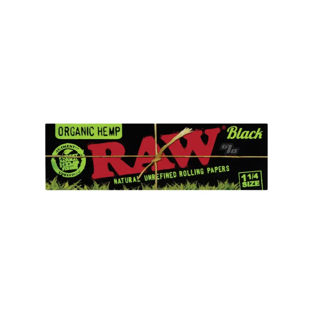 RAW Black Rolling Paper - Organic 1 1/4 